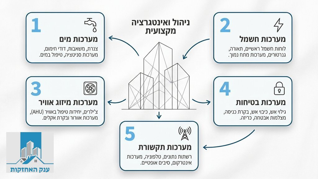 איש תחזוקה מקצועי בוחן מערכות מים בבניין מגורים משותף