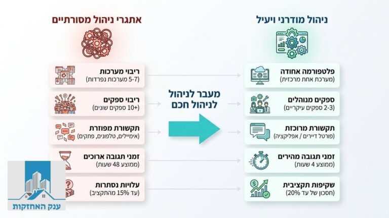 לובי של בניין מגורים מודרני ונקי עם מעליות מתקדמות