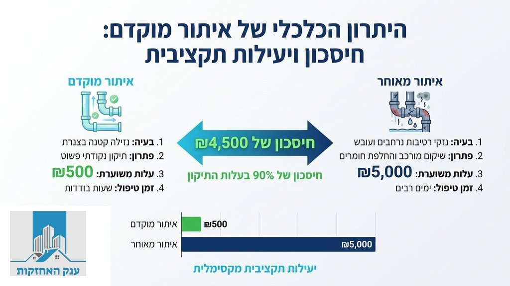 נוצר על ידי מודל בינה מלאכותית Gemini Pro תרשים המציג חיסכון בעלויות תחזוקת מבנים