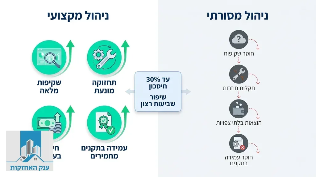 לובי בניין מודרני ונקי המתוחזק על ידי חברת ניהול