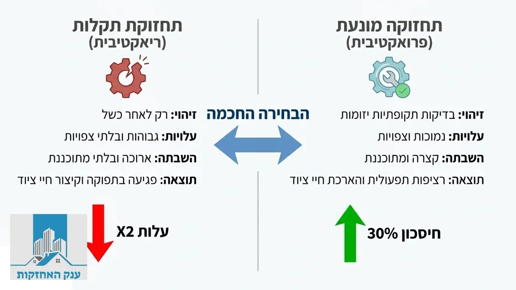טכנאי מוסמך מבצע בדיקת תחזוקה מונעת למערכת משאבות מים בבניין מגורים