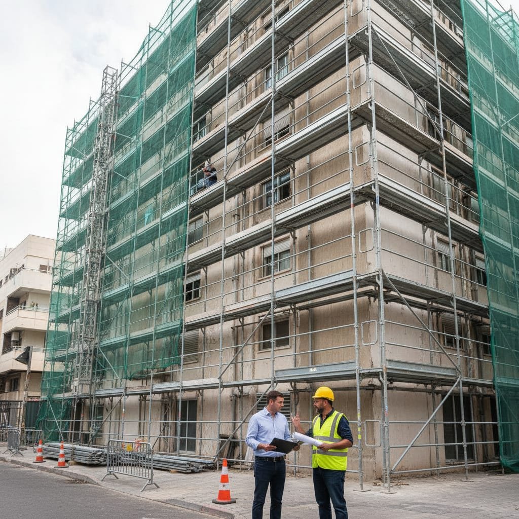 השכרת פיגומים לשיפוץ חזית בניין